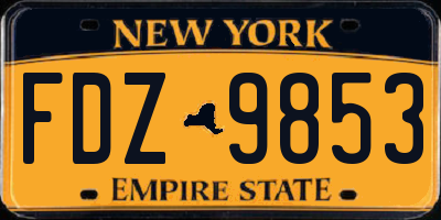 NY license plate FDZ9853