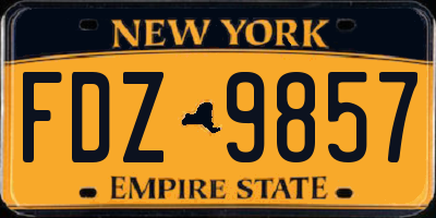 NY license plate FDZ9857