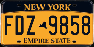 NY license plate FDZ9858