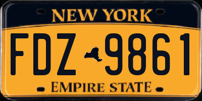 NY license plate FDZ9861