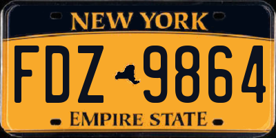 NY license plate FDZ9864