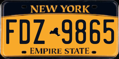 NY license plate FDZ9865