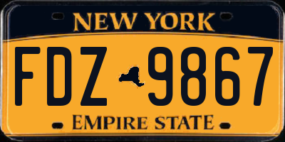 NY license plate FDZ9867
