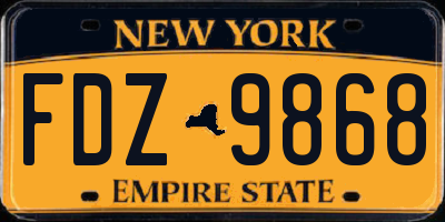 NY license plate FDZ9868