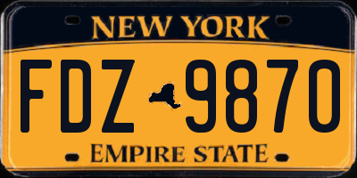 NY license plate FDZ9870