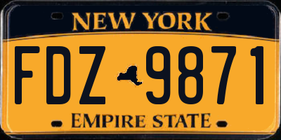 NY license plate FDZ9871
