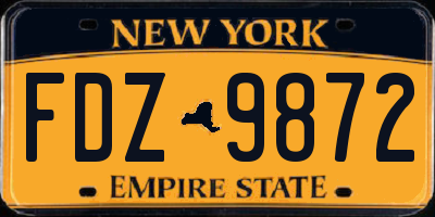 NY license plate FDZ9872