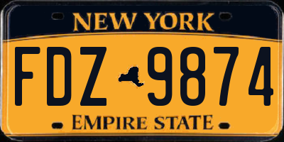 NY license plate FDZ9874