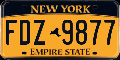 NY license plate FDZ9877