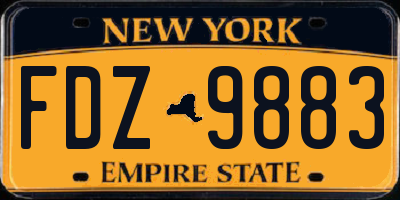 NY license plate FDZ9883