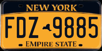NY license plate FDZ9885
