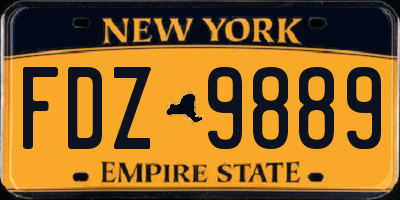 NY license plate FDZ9889