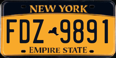 NY license plate FDZ9891