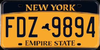 NY license plate FDZ9894