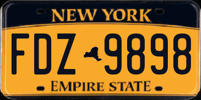 NY license plate FDZ9898