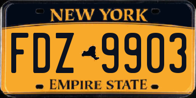 NY license plate FDZ9903