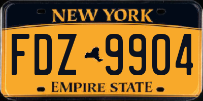 NY license plate FDZ9904