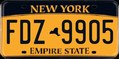 NY license plate FDZ9905
