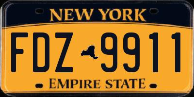 NY license plate FDZ9911