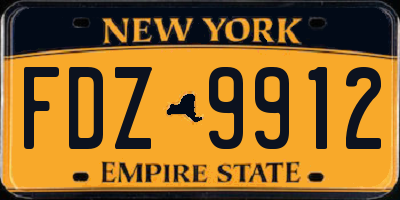NY license plate FDZ9912