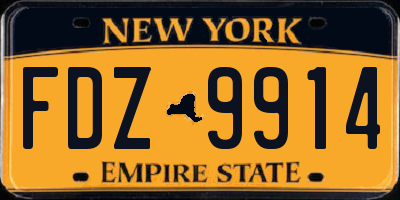 NY license plate FDZ9914