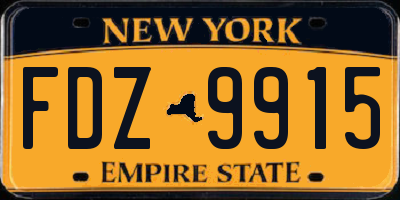NY license plate FDZ9915