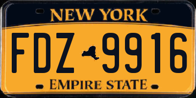 NY license plate FDZ9916