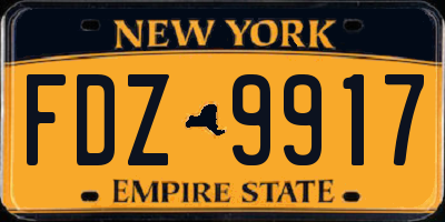 NY license plate FDZ9917