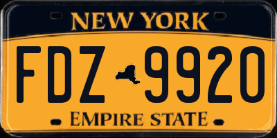 NY license plate FDZ9920