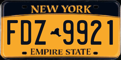 NY license plate FDZ9921