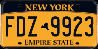 NY license plate FDZ9923
