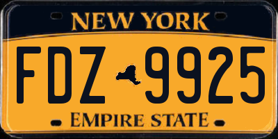 NY license plate FDZ9925