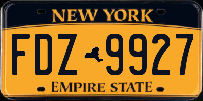 NY license plate FDZ9927