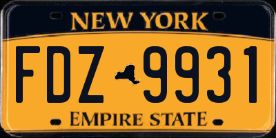 NY license plate FDZ9931
