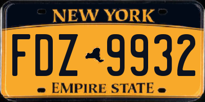 NY license plate FDZ9932