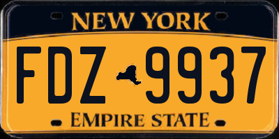 NY license plate FDZ9937