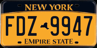 NY license plate FDZ9947