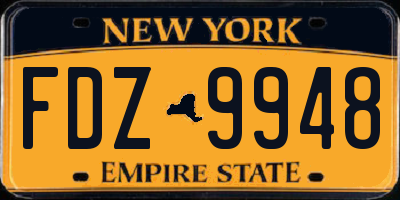 NY license plate FDZ9948