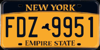 NY license plate FDZ9951