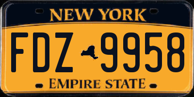 NY license plate FDZ9958