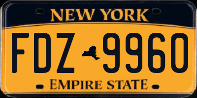 NY license plate FDZ9960