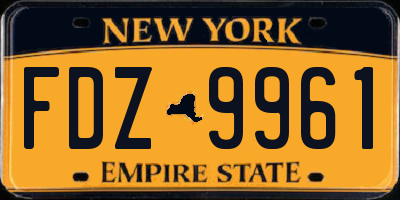NY license plate FDZ9961