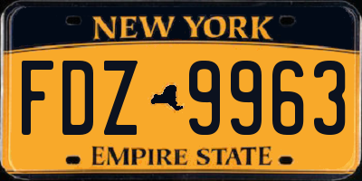 NY license plate FDZ9963