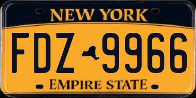 NY license plate FDZ9966