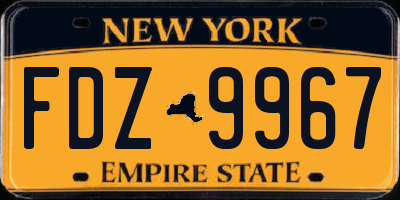 NY license plate FDZ9967