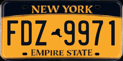 NY license plate FDZ9971