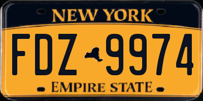 NY license plate FDZ9974
