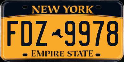 NY license plate FDZ9978