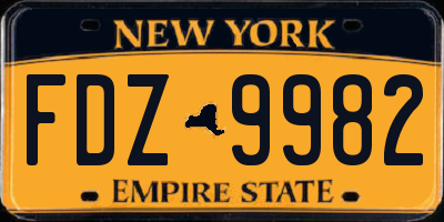 NY license plate FDZ9982