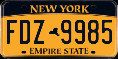 NY license plate FDZ9985